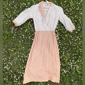Vintage J.H. Paul peach striped midi dress